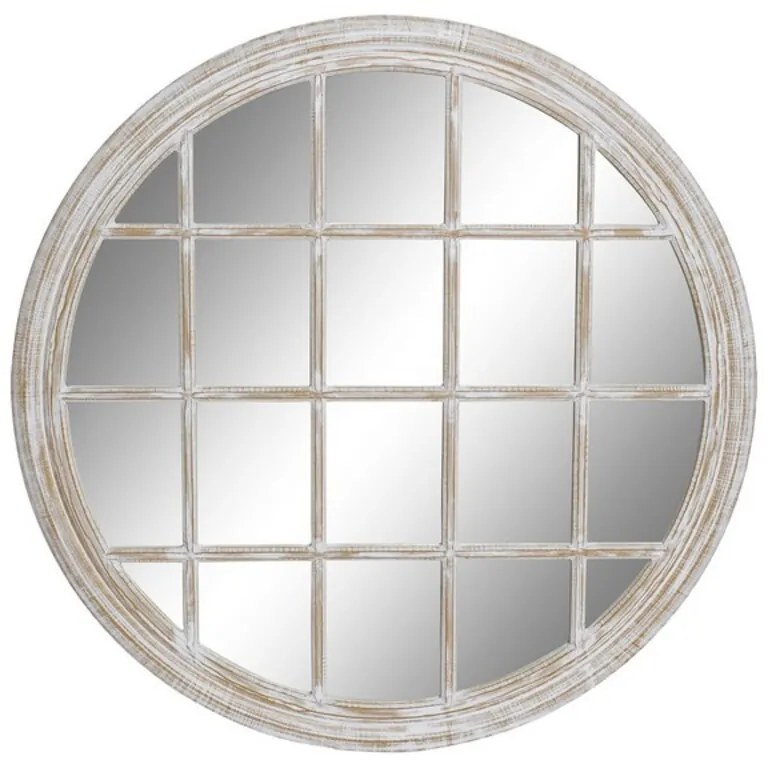 Espelho de Parede Dkd Home Decor Cristal Branco Ferro Madeira Mdf Decapé (90 X 2 X 90 cm)