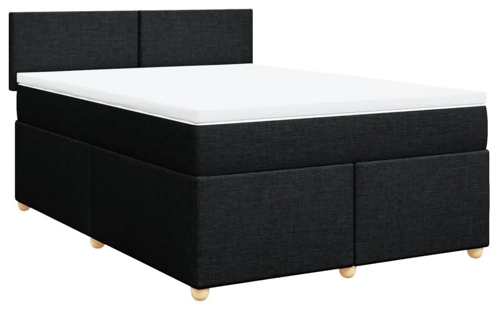 Cama com molas/colchão 140x200 cm tecido preto