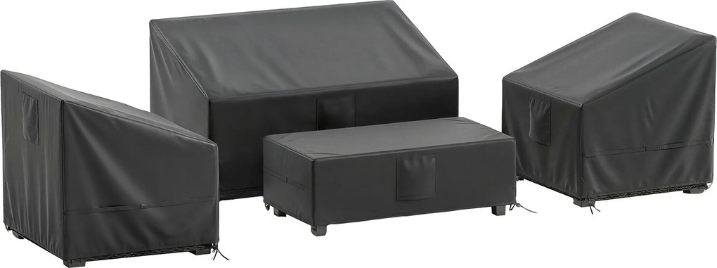 Outsunny Capas para Móveis de Jardim 4 Peças, Impermeáveis, Preto | Aosom Portugal
