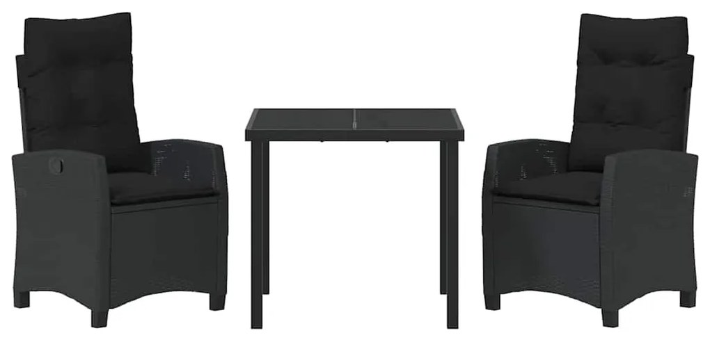 Conjunto de Jantar de Jardim 3 Peças com Almofadas - Rattan Sintético