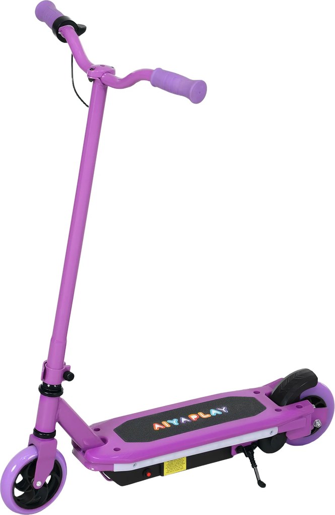Trotinete elétrico para crianças dos 6 aos 14 anos, velocidade máxima de 10 km/h, luzes LED coloridas, travão elétrico, roxo
