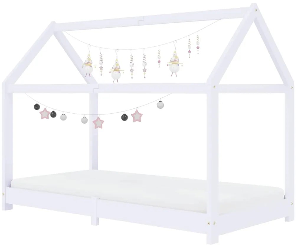 Estrutura de cama para crianças 70x140 cm pinho maciço branco