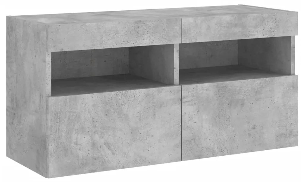 Móvel de parede p/ TV c/ luzes LED 80x30x40 cm cinza cimento
