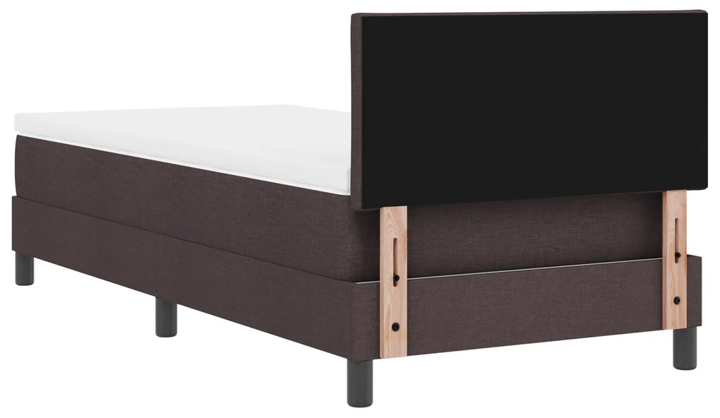 Cama com Caixa de Springs com Colchão Castanho Escuro 90x200 cm Tecido