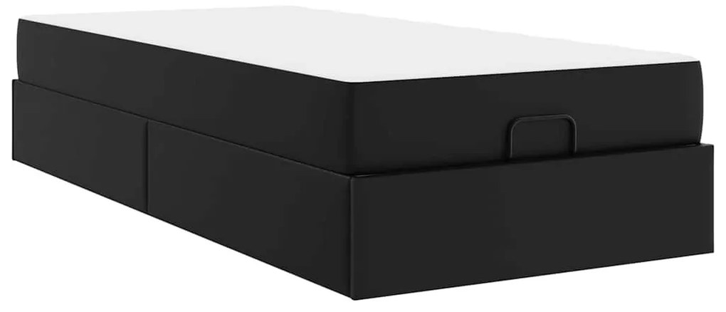 Estrutura de cama com colchão Preto 90 x 200 cm Couro sintético