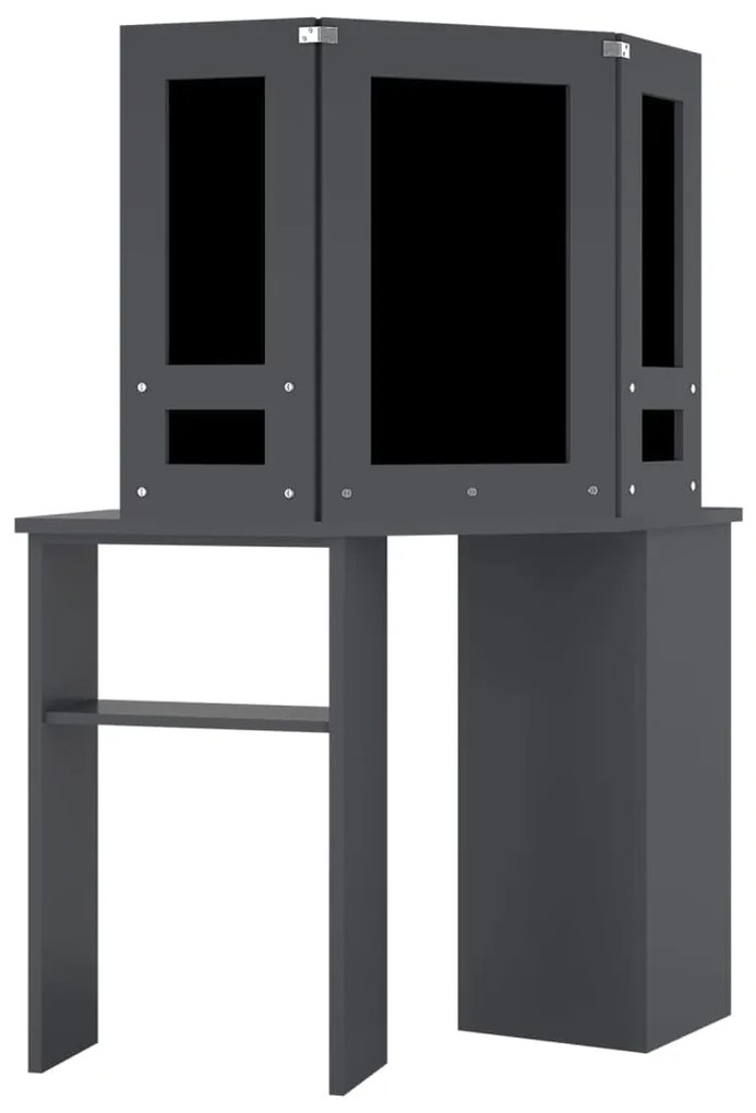 Toucador de canto com LED 111x54x141,5 cm cinzento