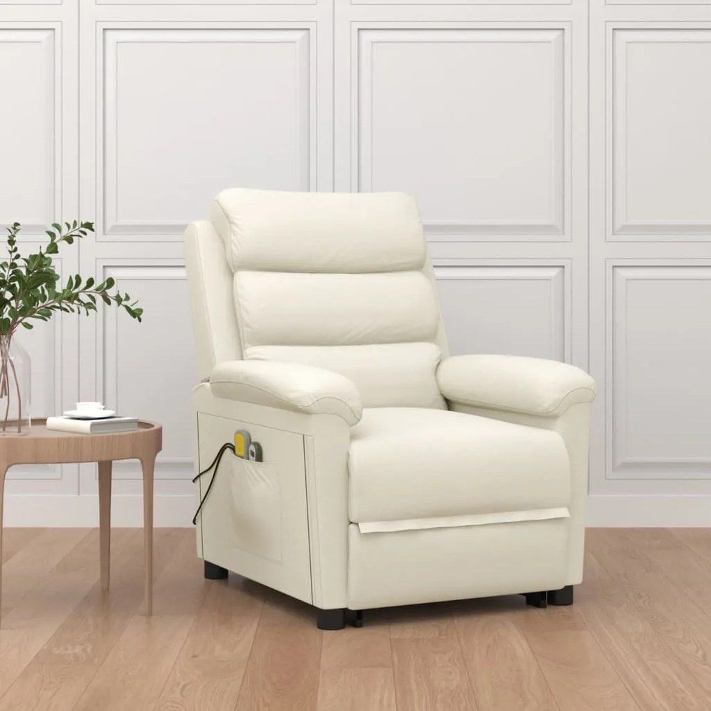 vidaXL Poltrona de massagens veludo cor creme
