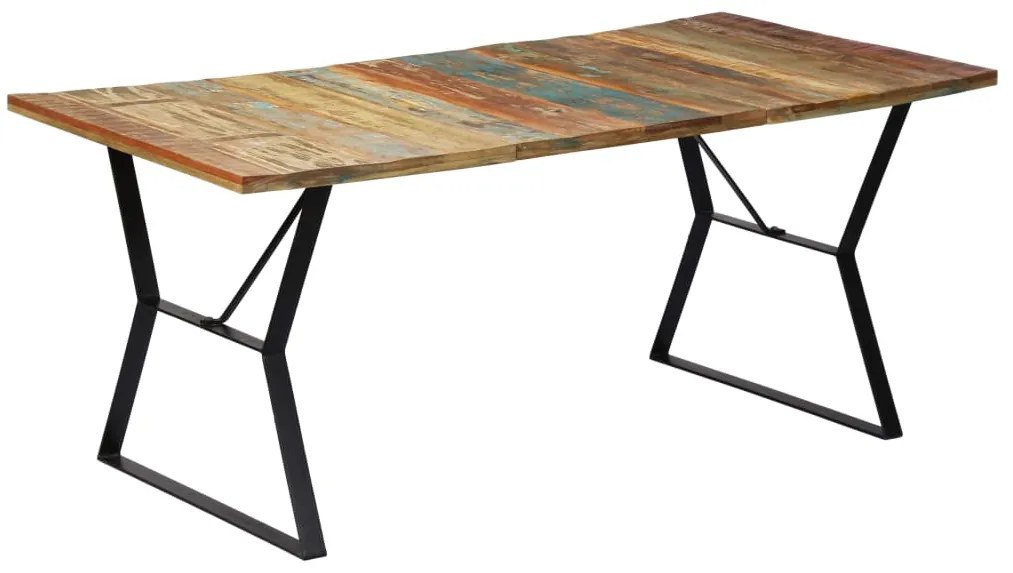 Mesa de jantar 180x90x76 cm madeira recuperada maciça