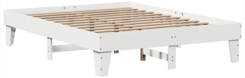 Cama sem colchão 160x200 cm madeira de pinho maciça branco