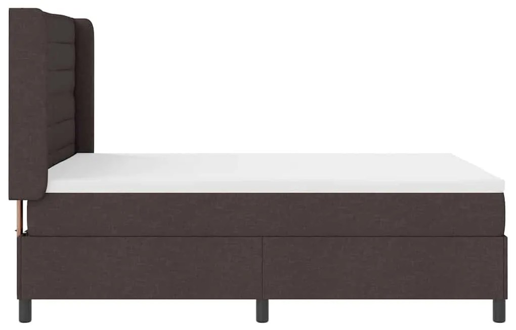 Cama Box com Colchão e LED Marron Escuro 140x200 cm Tecido