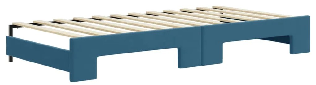 Sofá-cama com gavetão 90x200 cm veludo azul