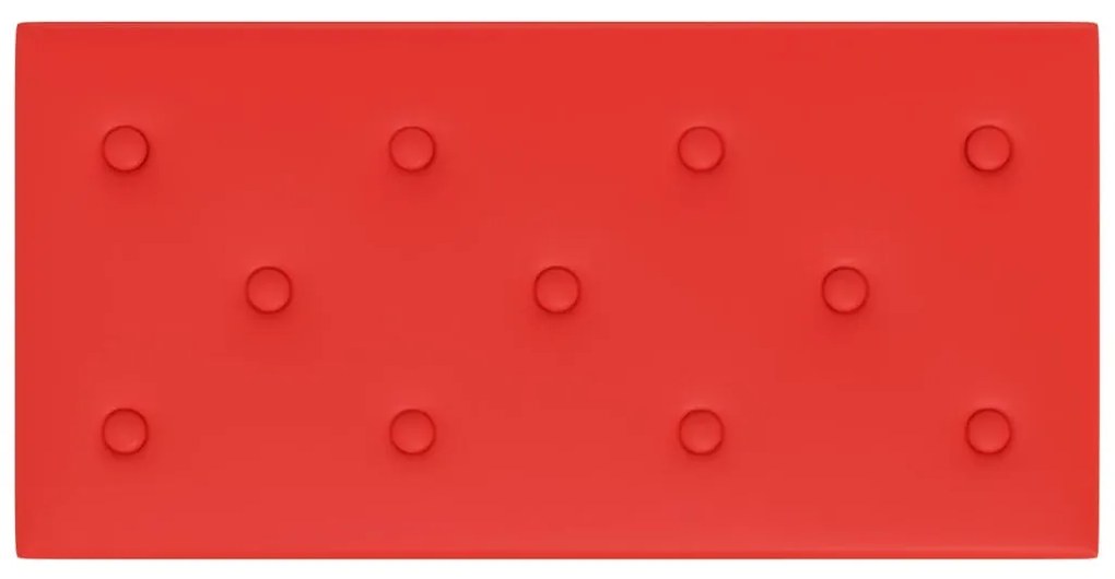 Painel parede 12 pcs 60x30 cm couro artificial 2,16 m² vermelho