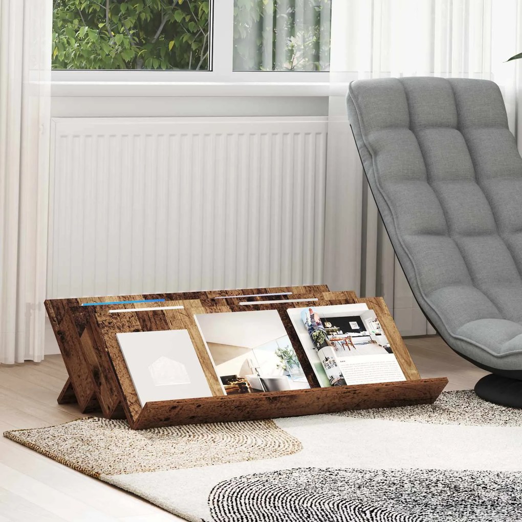 vidaXL Estante de Revistas Madeira antiga 90 x 53 x 28,5 cm