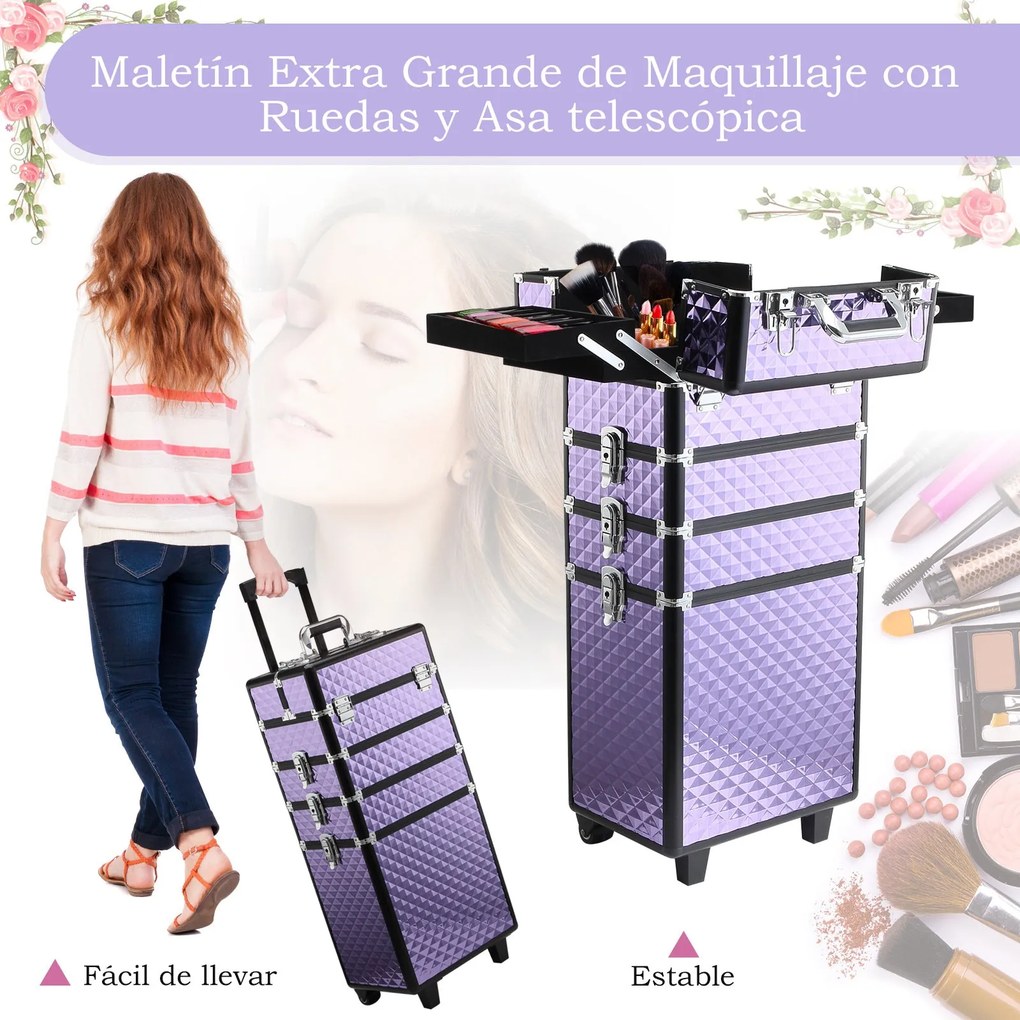 Mala de Maquilhagem Professional com Rodas Universais Mala de Maquilha