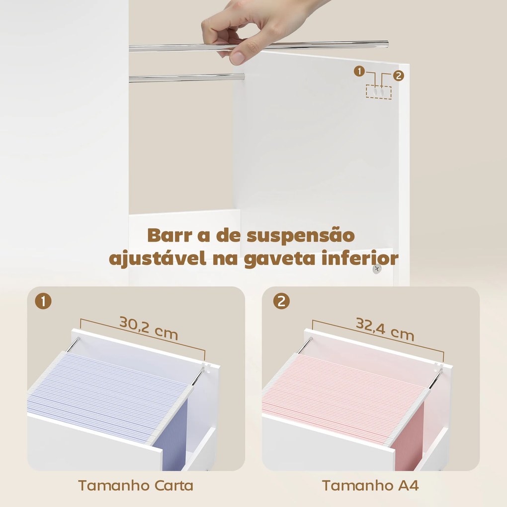Móvel para Impressora com Rodas Móvel para Escritório com Prateleiras Abertas e Gaveta 80x40x65,5 cm Branco