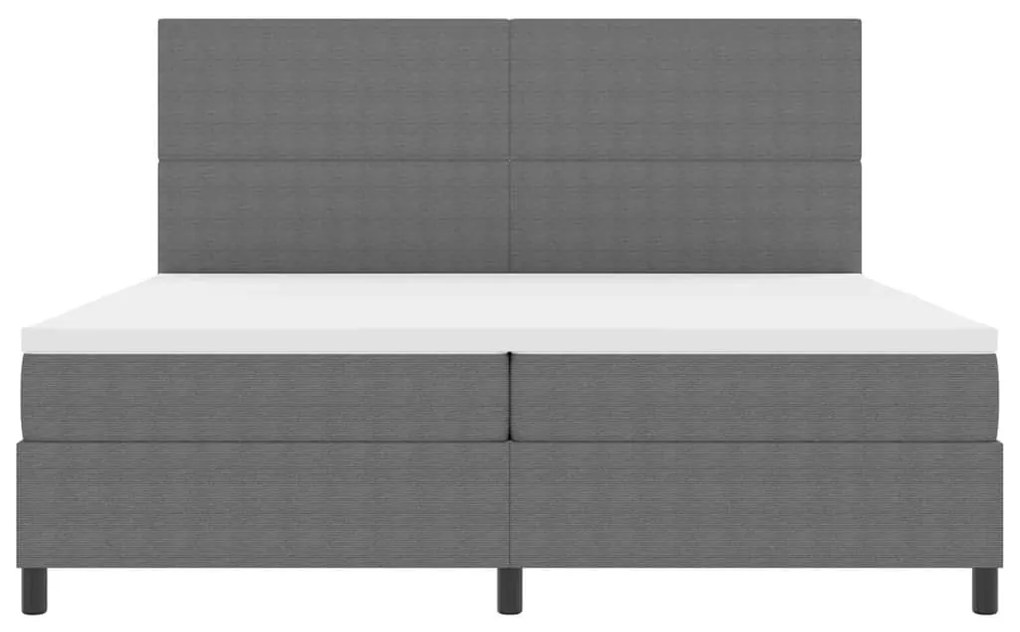 Cama Box Spring com Colchão Cinza Claro 200x200 cm Tecido de Corduroy