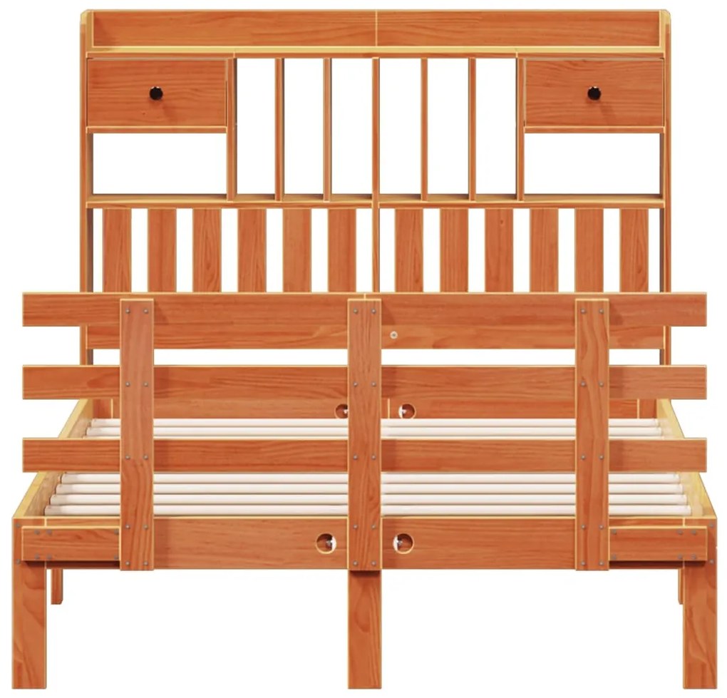 Cama com estante sem colchão 135x190 cm pinho maciço