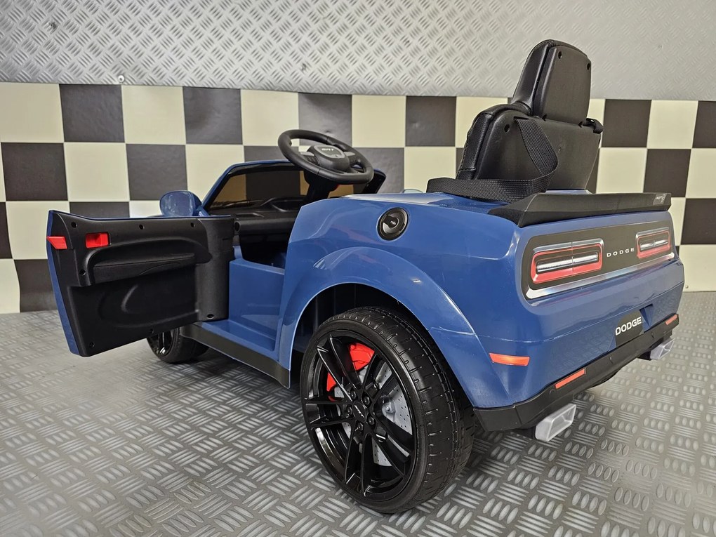 Carro elétrico para crianças DODGE SRT 12 Pneus Borracha, Assento pele, Luzes AZUL
