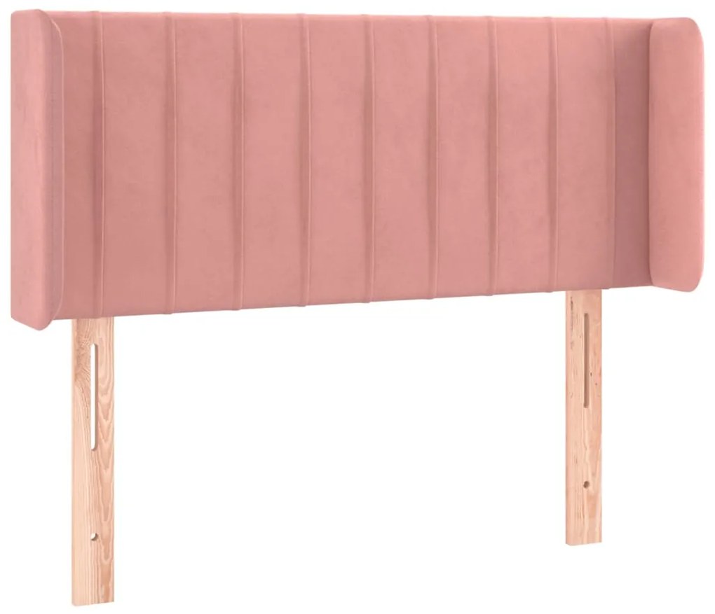 Cabeceira de cama c/ luzes LED veludo 83x16x78/88 cm rosa
