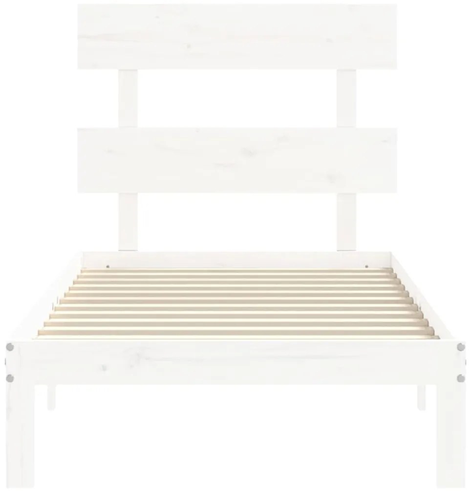 Cama sem colchão 100x200 cm madeira de pinho maciça branco
