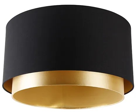 Abajur de tecido preto 40/47/26 com interior dourado Moderno