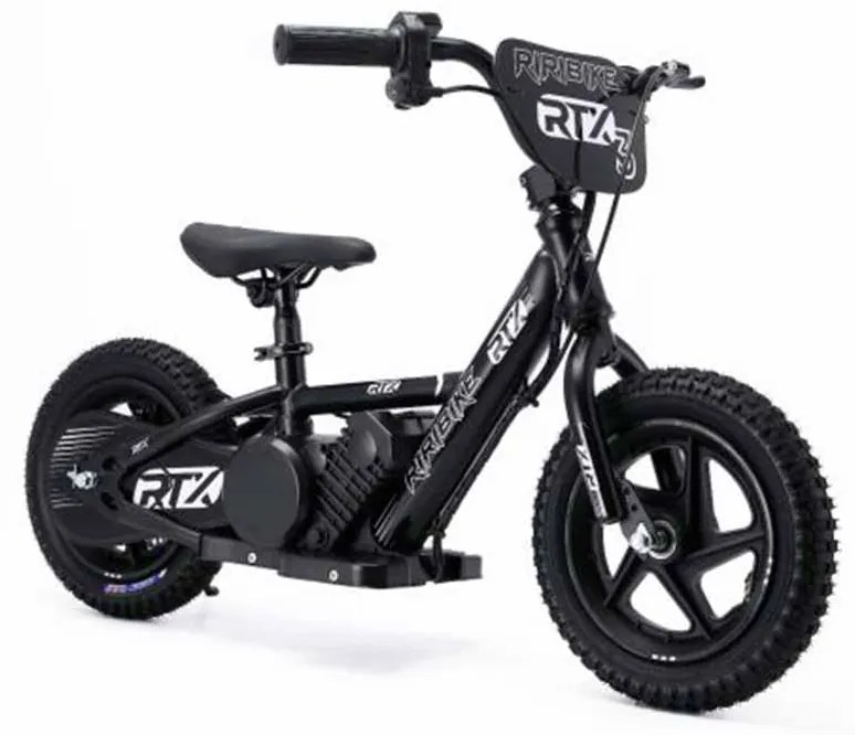 Bicicleta eléctrica para crianças RIRIBIKE RTX3 24V (12"), bateria de lítio, motor de 100W, travão de disco, assento ajustável em PU macio Preta