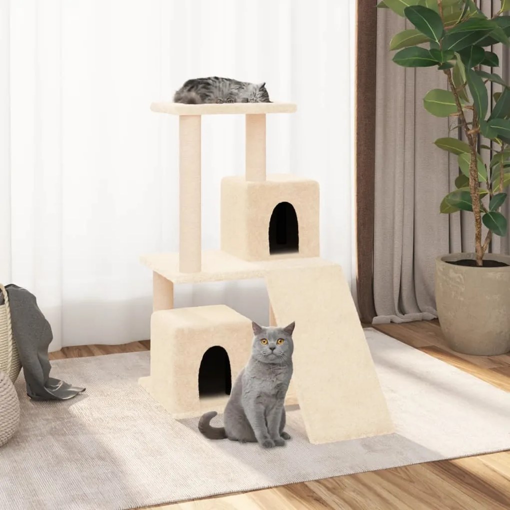 171663 vidaXL Árvore para gatos c/ postes arranhadores sisal 82 cm cor creme