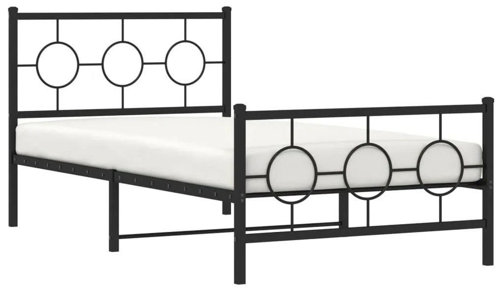 Estrutura de cama com cabeceira e pés 100x190 cm metal preto