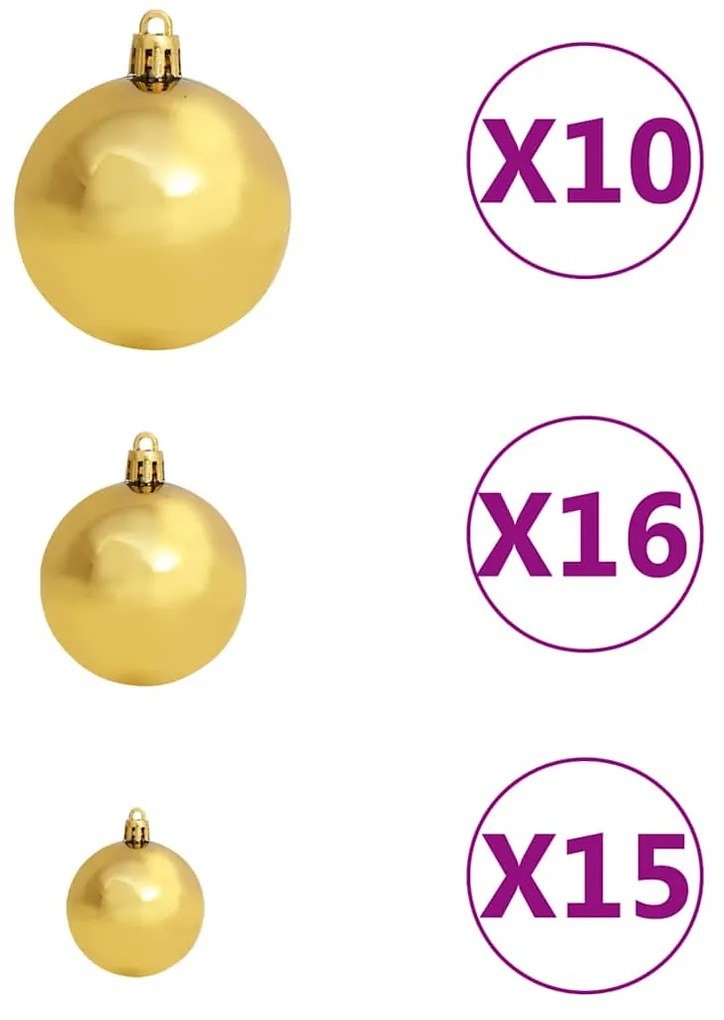 Conj. de bolas de natal 120pcs + pico e 300 LEDs dourado/bronze