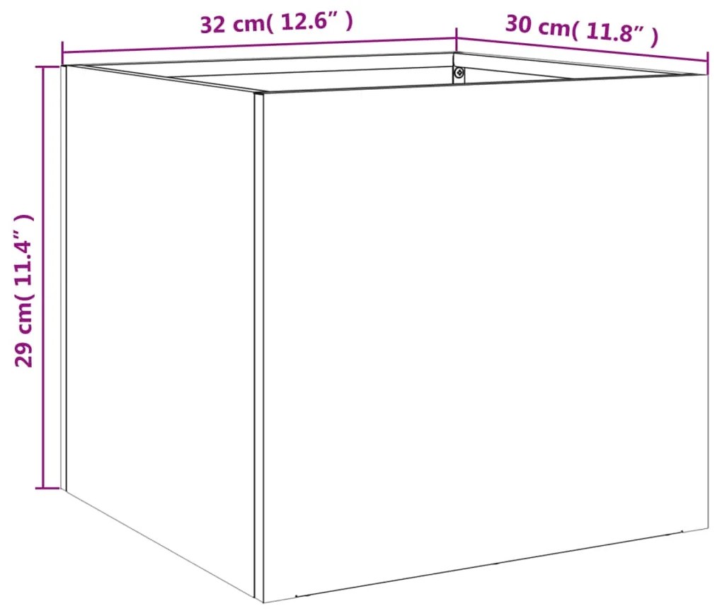 Vasos/floreiras 2 pcs 32x30x29 cm aço laminado a frio preto