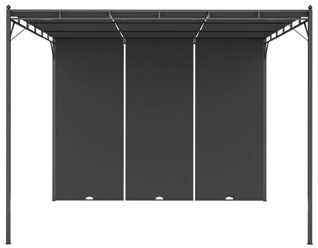 Gazebo de jardim com cortina lateral 3x3x2,25m antracite