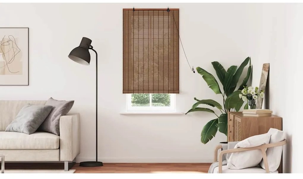 Persiana de Janela com cortinas Manual Castanho 80 x 220 cm Bambu