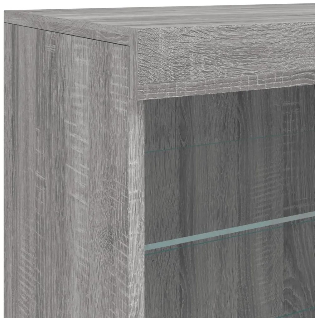 Aparador com luzes LED 60,5x37x67 cm cinzento sonoma