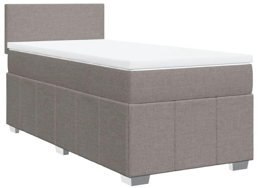 Cama com molas/colchão 90x190 cm tecido castanho-acinzentado