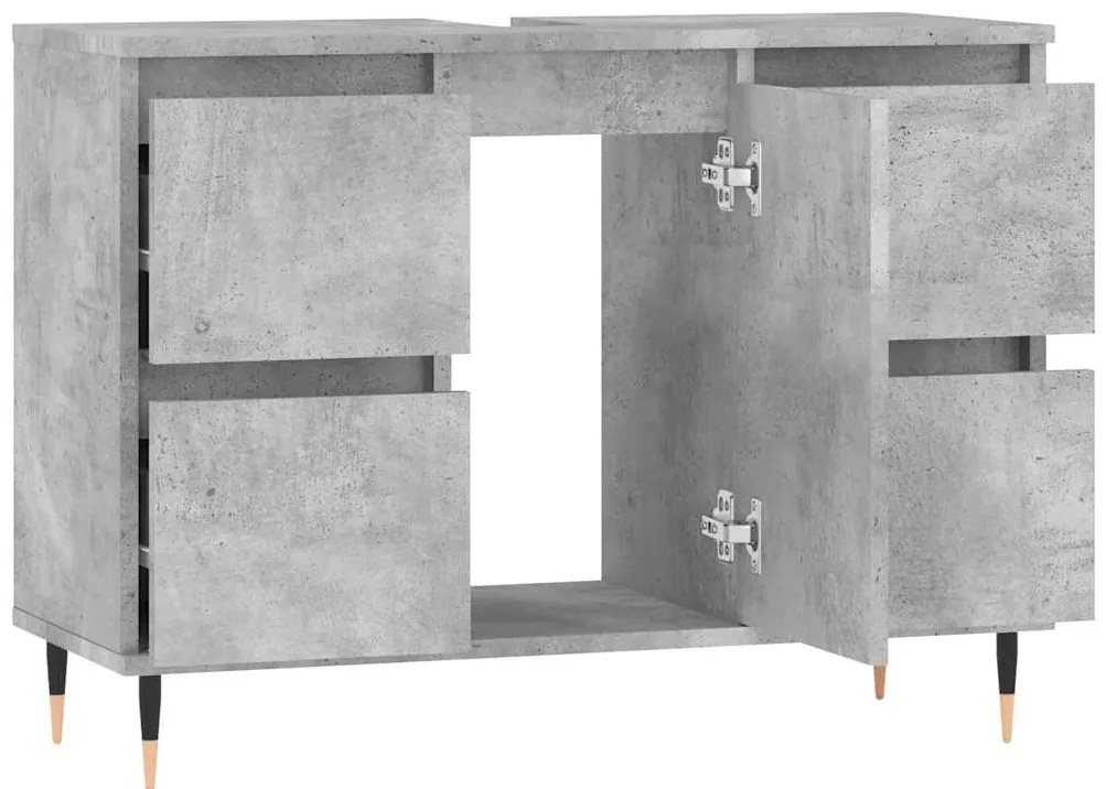 Móvel casa de banho 80x33x60 cm derivados madeira cinza cimento