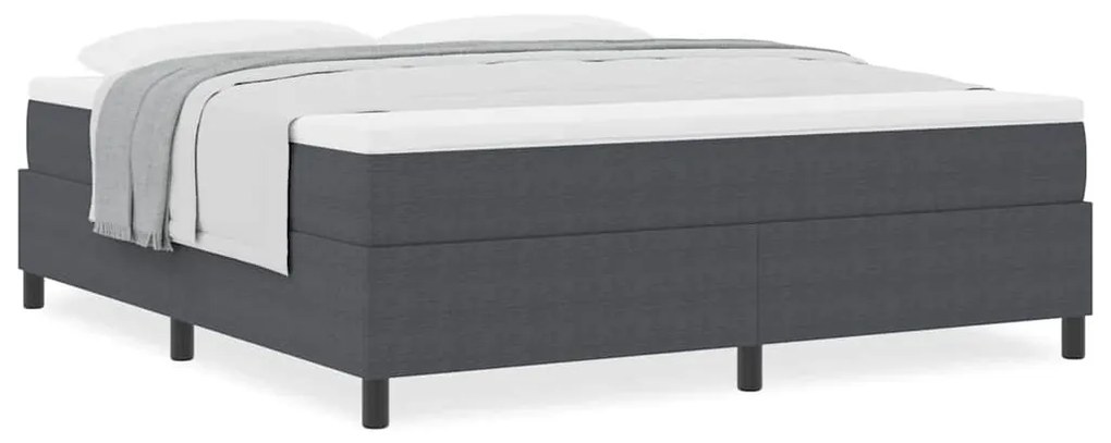 Cama Box com colchão cinza escuro, tamanho Super King, feita de tecido