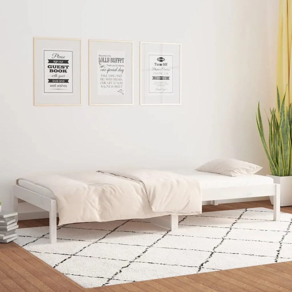 Sofá-cama sem colchão 90x200 cm madeira de pinho maciça branco