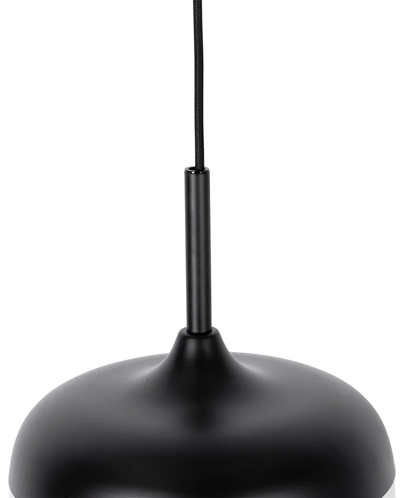 Candeeiro de suspensão design preto com dourado e vidro fumê - Kyan Design