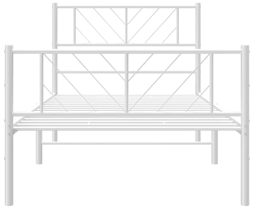 Estrutura de cama com cabeceira e pés 75x190 cm metal branco