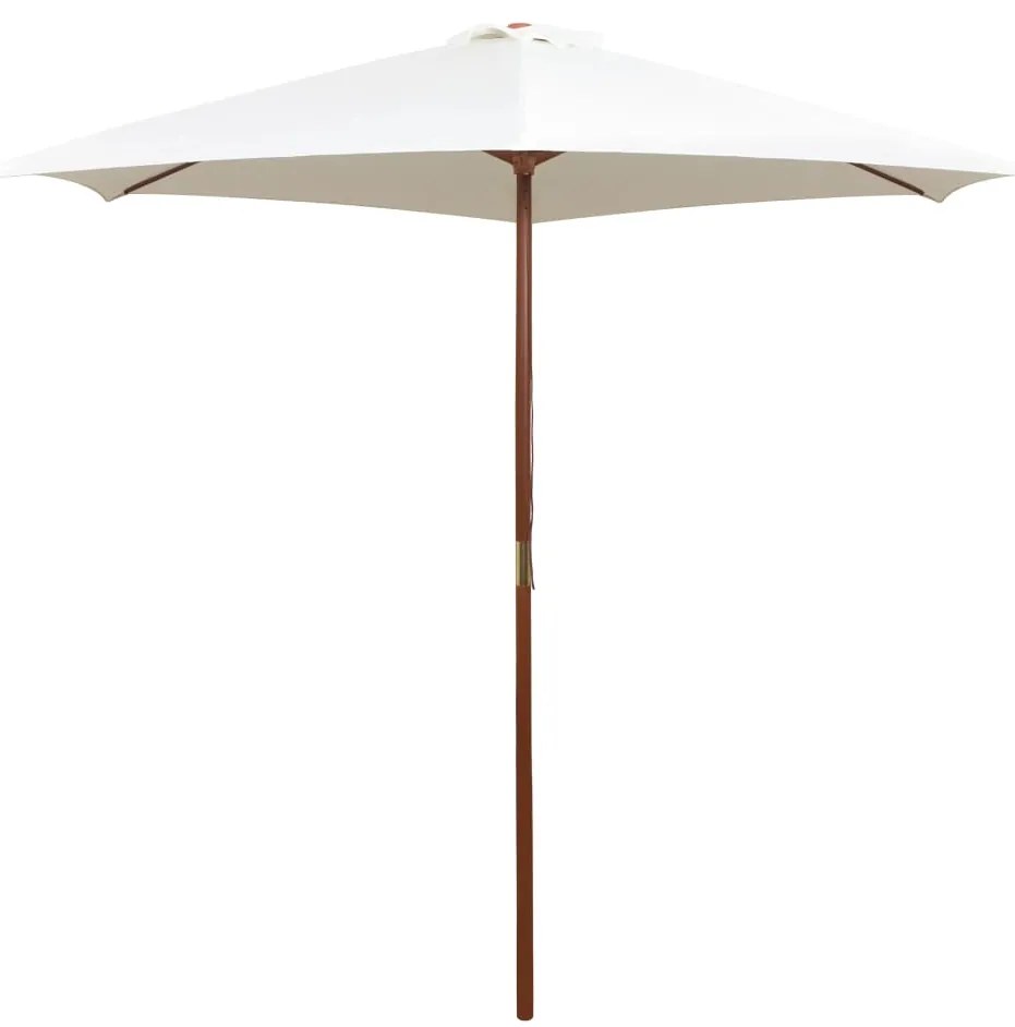 vidaXL Guarda-sol com mastro em madeira 270x270 cm branco nata