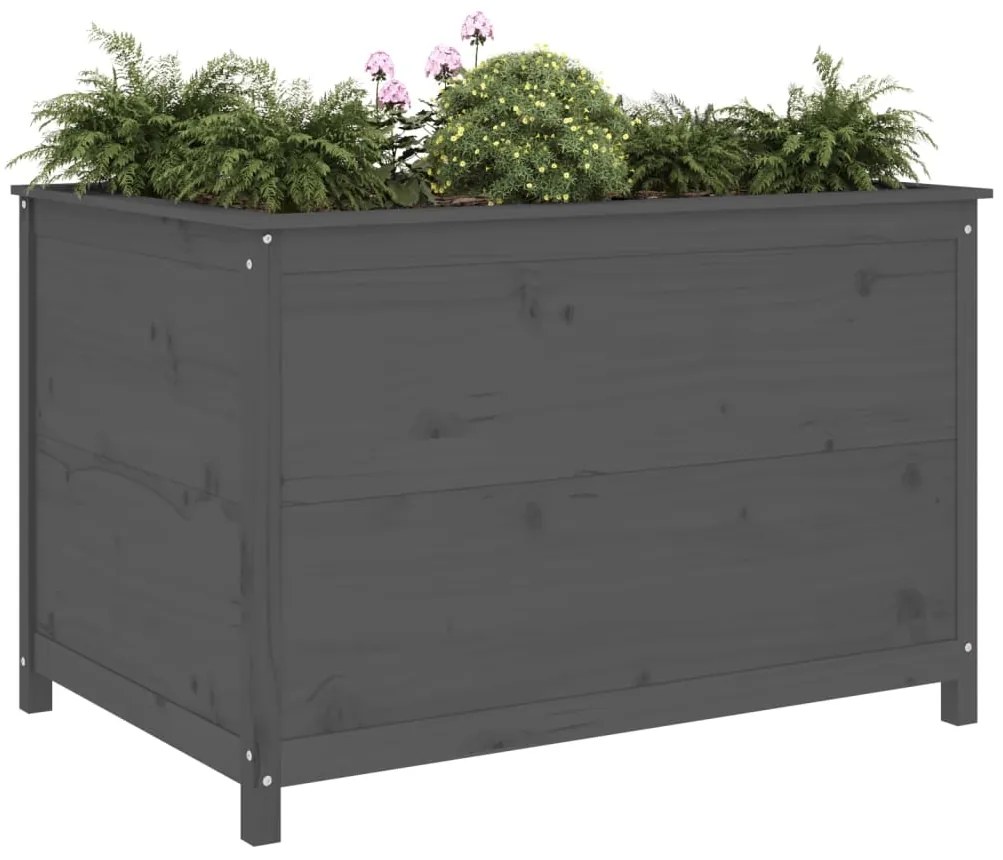 Canteiro elevado de jardim 119,5x82,5x78 cm pinho maciço cinza