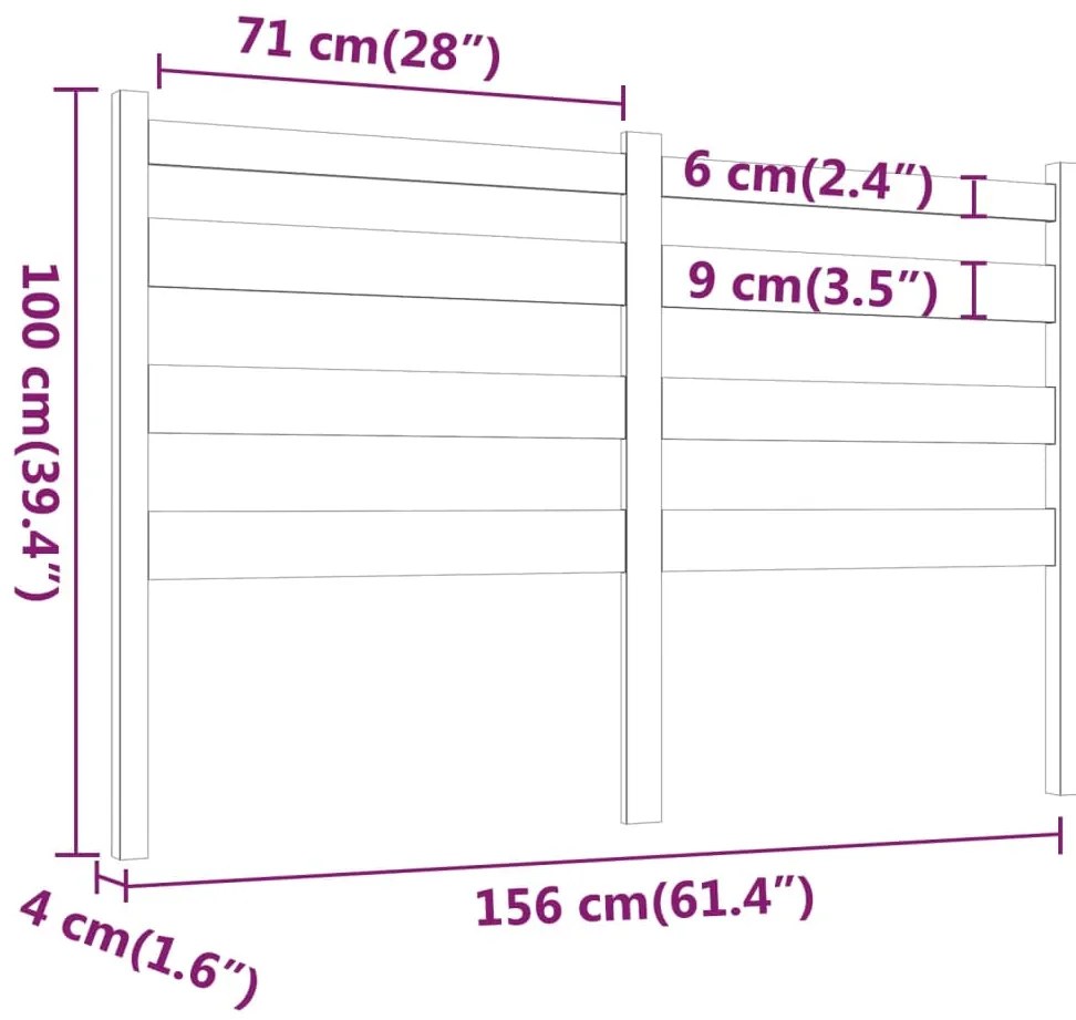Cabeceira de cama 156x4x100 cm pinho maciço castanho mel