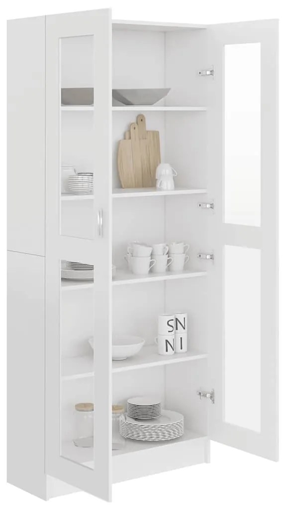 Armário vitrine 82,5x30,5x185,5cm derivados de madeira branco