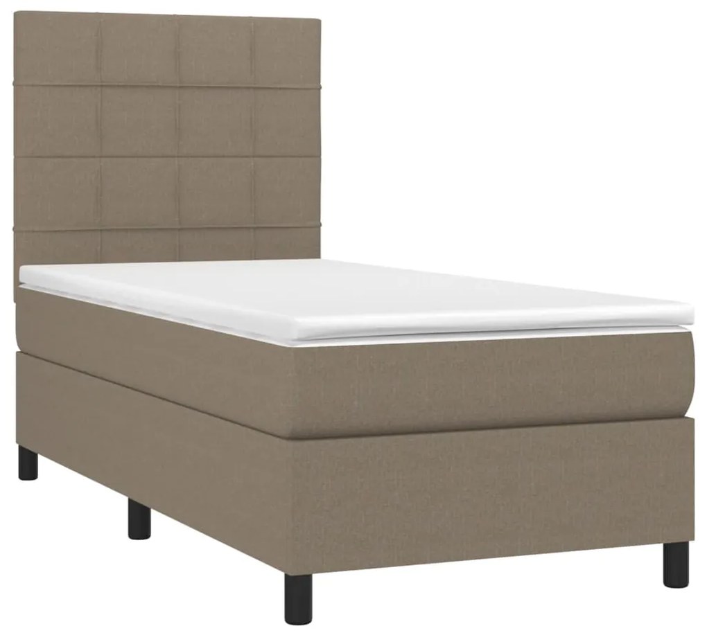 Cama box spring + colchão/LED 80x200cm tecido cinza-acastanhado