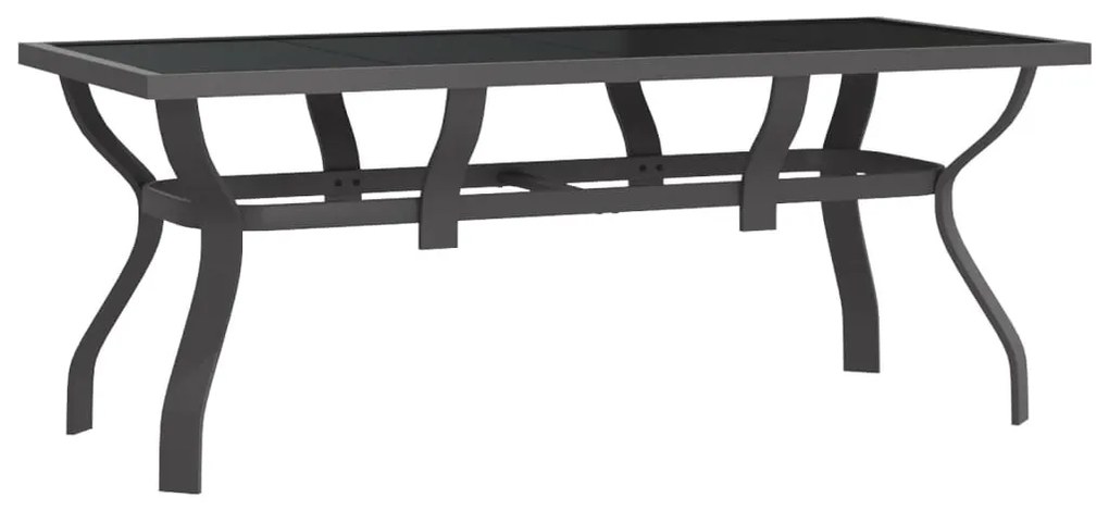 9 pcs conjunto de jantar para jardim cinzento e preto