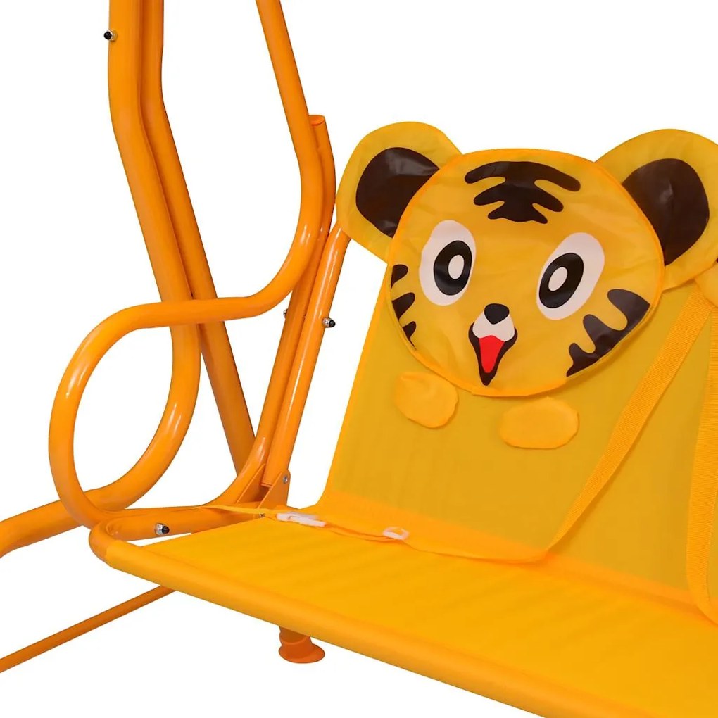 Banco de baloiço para crianças 115x75x110 cm tecido amarelo