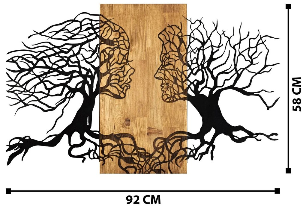 Acessório Decorativo de Parede Tutku – Preto e Nogueira – 92 x 58 cm