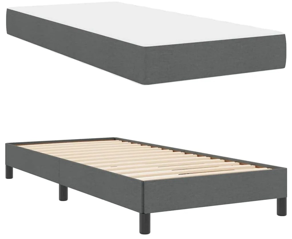 Cama Box Outros Cinzento escuro 90 x 190 cm tecido