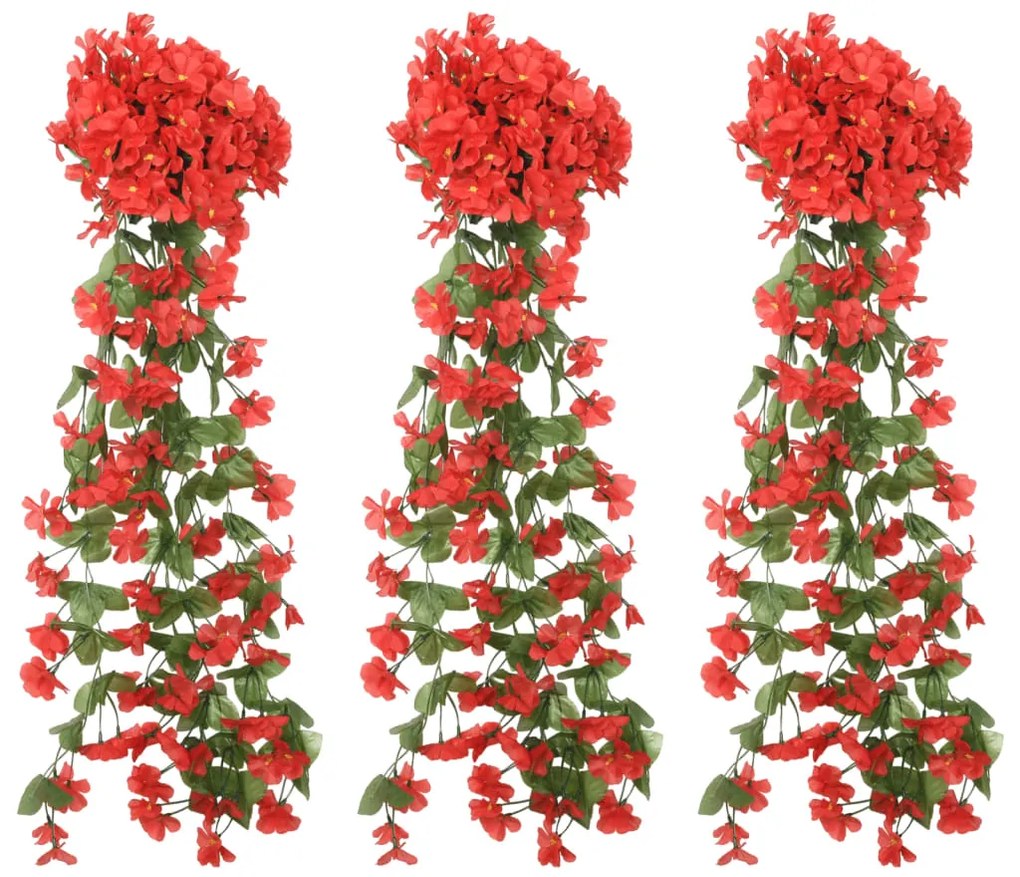 Grinaldas de flores artificiais 3 pcs 85 cm vermelho