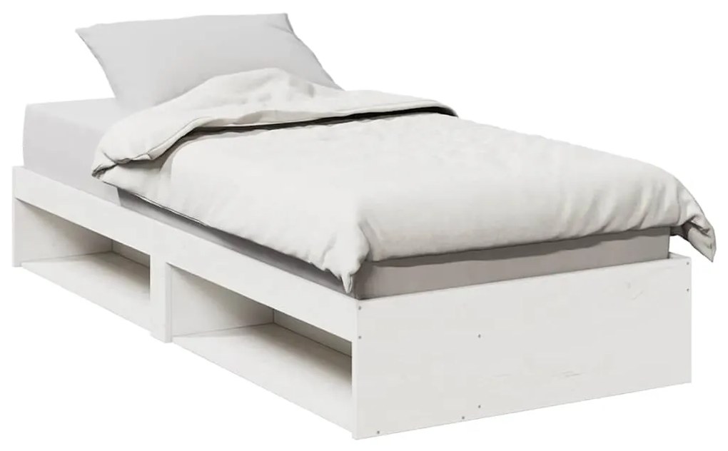 Cama dia sem colchão branco 100x200 cm pinho de madeira maciça